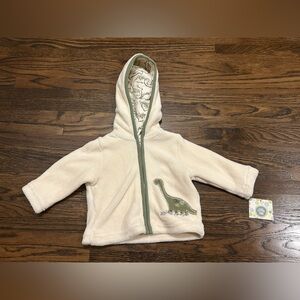 Little Me Cream Hooded One Piece with Dinosaur Accent